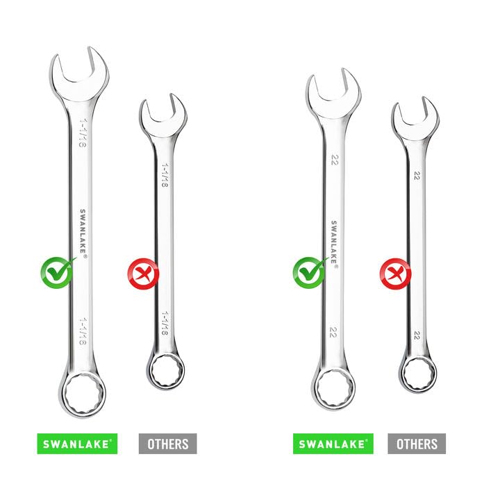 SWANLAKE 15-Piece SAE Wrench Set, V Notch Premium Combination Wrenchs Set, SAE 1/4" to 1-1/16", Max Torque, 12-Point, Chrome Vanadium Steel, with Storage Rack - style: 15pcs SAE Combination