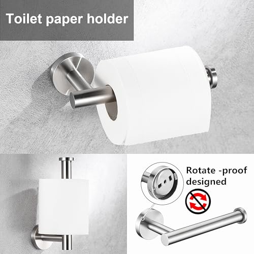 6 Pieces Brushed Nickel Bathroom Hardware Accessories Set Hand Towel Ring 16&23.6 inch Round Towel Bar Silver Toilet Paper Holder Towel Hooks 2 Pieces SUS 304 Stainless Steel,Heavy Duty,Wall Mounted - color: Brushed Nickel, size: 6 piece 24"
