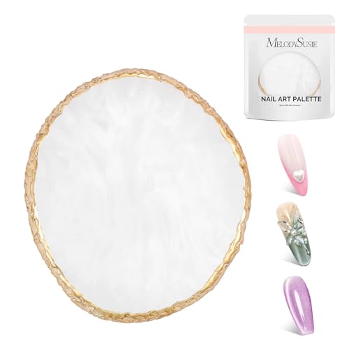 MelodySusie 1Pc Round Resin Nail Art Palette Color Mixing Board White - color: White Round Without Spatula