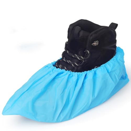Yeios 100 Pack Waterproof Disposable Shoe Covers CPE Non Slip for Rain Mud