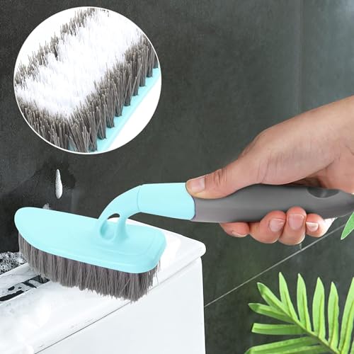 KUFUNG Scrub Brush, Cleaning Shover Scrubber with Ergonomic Handle Bristles for Bathroom Shower Sink Carpet Floor (9 inch, Blue)