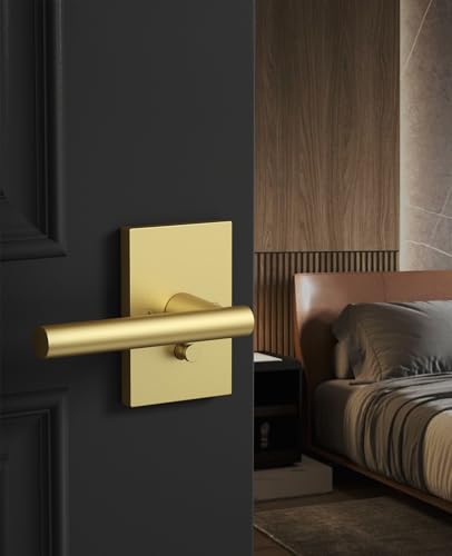 Amerdeco 10 Pack Brushed Gold Privacy Interior Door Handles - color: Brushed Gold