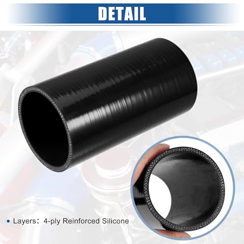uxcell 2.75" ID 6" Length 4-Ply Reinforced High Temp Straight Coupler Silicone Reducer Hose Black for Car Intercooler Intake Piping - size: 2.75" ID