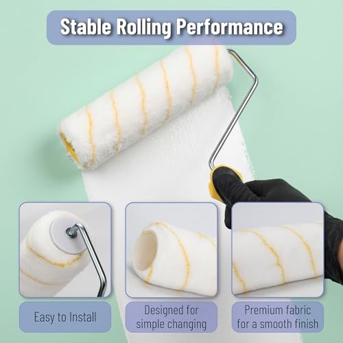 Bates- Paint Roller Kit with Extension Pole, 10 pcs, 9" & 4" Roller Frames