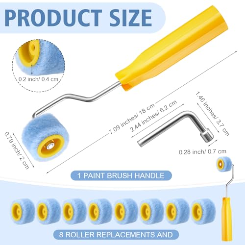 Honeydak 8 Pack Mini Paint Roller with Replacement Heads, 0.8 Inch（b） - size: 0.8 Inch（B）