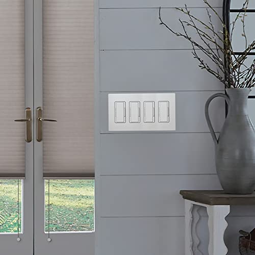 Lutron Claro Light Switch Cover Plate, 4 Gang Wallplate, Gloss - color: White, size: 1 Pack