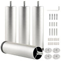 4 Pack Bed Support Legs Extensions 6 inch Silver Sofa Legs Adjustable Furniture risers Desk Leg Screw in m8 Coffee Table Metal Cylinder feet Replacement - color: Silvery, size: 6 inch(4pcs)