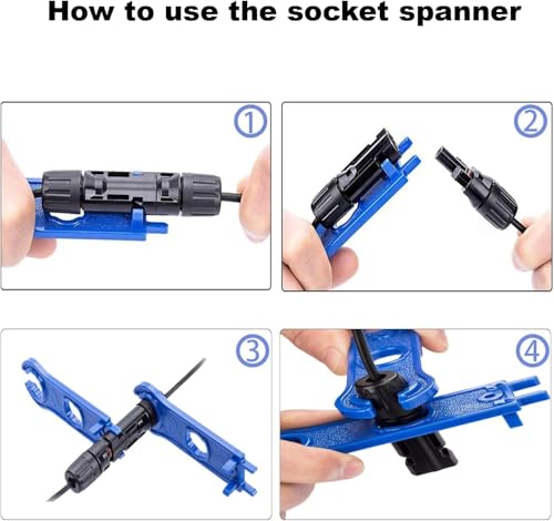 Solar Panel Crimping Tool,Crimping Tool Kit with 10PCS Connectors and 2PCS Spanner Wrench and 2PCS Y Solar Connectors and Solar Wire Crimping Tool for PV Cable - color: 10p Mc4+1p Mc-y+a Crimper+1p Spanner