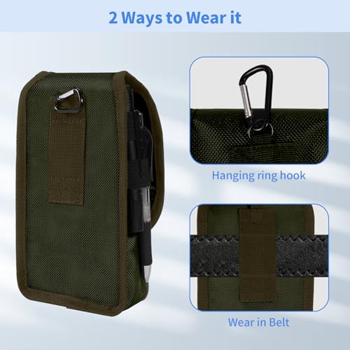 Belt Tool Pouch, Multitool Organizer Electrician Holster Nylon Tactical Pocket Attachment Utility Sheath Bag Tradesman Pro Maintenance Tool Sleeve for EDC Gears Cellphone - color: Olive