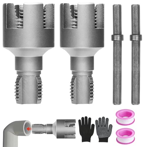 PVC Pipe Threader Kit, 1/2" and 3/4" Internal External Threading Tool with Seal Tape, Electric Drill Compatible for Plastic Pipe Plumbing Repair and Maintenance
