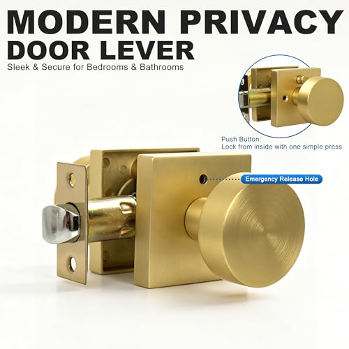 Interior Privacy Door Knob, Matte Gold 3 Pack - color: Matte Gold
