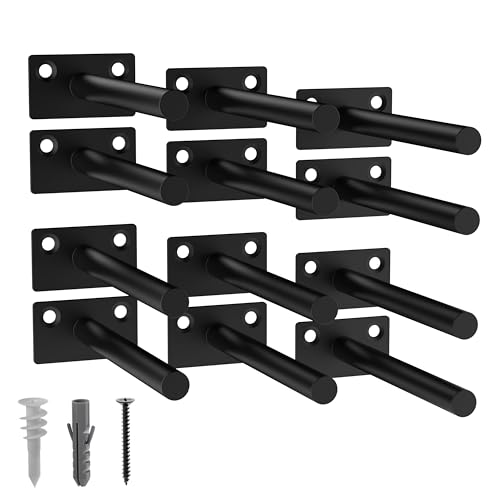 LEOPO 12-Pack 5 inch Floating Shelf Brackets, Hidden Shelf Bracket for Wood - color: Black-12Pack, size: 5 Inch
