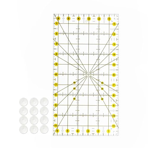 Sewing Rulers Quilting Ruler,Acrylic Quilting Templates,Sewing Tools Accessories Supplies for Patchwork Precision Fabric Cutting 1pcs(6.5x12inch) - color: Yellow