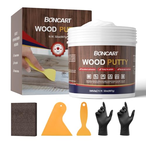 Boncart Wood Filler, 32 OZ White Wood Putty - color: 32OZ White