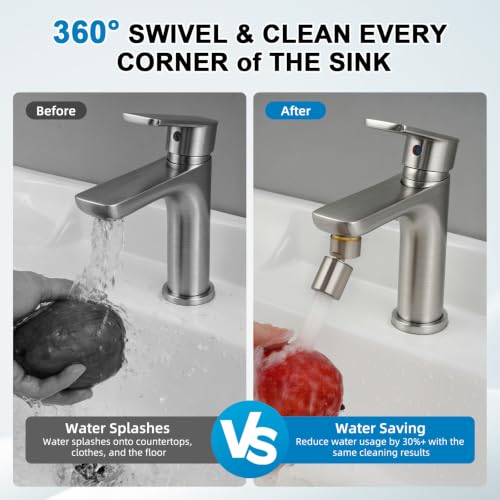 Hibbent NSF/ANSI/CAN 372 Certified 4 Modes Faucet Aerator, Brushed Nickel - color: Brushed Nickel, style: Upgraded Four Modes Faucet Aerator