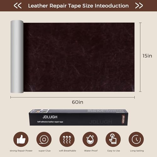 JDLUGH Leather Repair Patch Tape, 15x60 Inch, Brownish Brown2.0 - color: Brownish brown2.0, size: 15x60 Inch