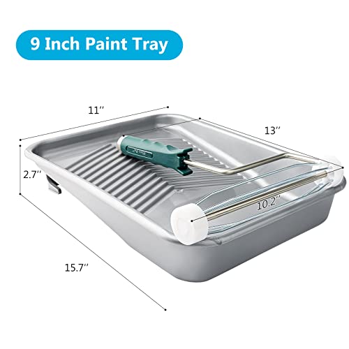 Mister Rui 9 Inch Paint Tray Set, 12 Pack with Tray Liners and Frame - color: 9 Inch, 12 Pack