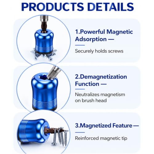 3Pcs Screwdriver Head Magnetic Ring Threaded, High Hardness Alloy Screw Holders with Serrated Locking, Anti-Slip Bit Collars for Hex Screwdrivers, Impact Drivers & Power Bits