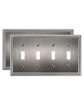2-Pack Quad Toggle Light Switch Cover Plate, Heirloom Silver - color: Heirloom Silver, size: Quad Toggle 2PK