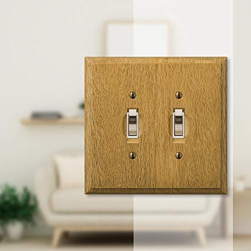 Amerelle Traditional Double Toggle Wood Wallplate in Light Oak - size: 2 Toggle