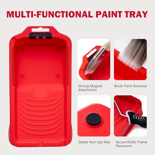 Mister Rui 4 Inch Mini Paint Roller Kit 12-Pc with Tray, Liners & Brush