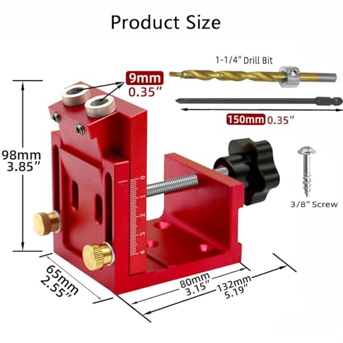 Pocket Hole Jig Set Woodworking Inclined Hole Positioner Pocket Dowel Hole Jig System Set Woodwork Guides Joint Carpentry Locator for Woodworking Angle Drilling Holes Carpenters