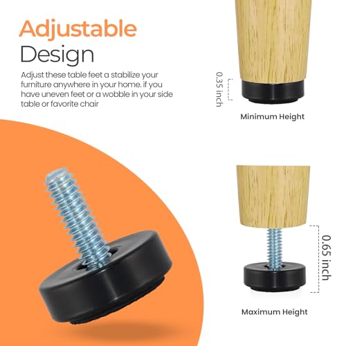 NEWBYTEK 12PK 1/4"-20 Furniture Levelers, Rubber Feet for Light Furniture - size: 1/4"-20 | Install Kit (With Nut)