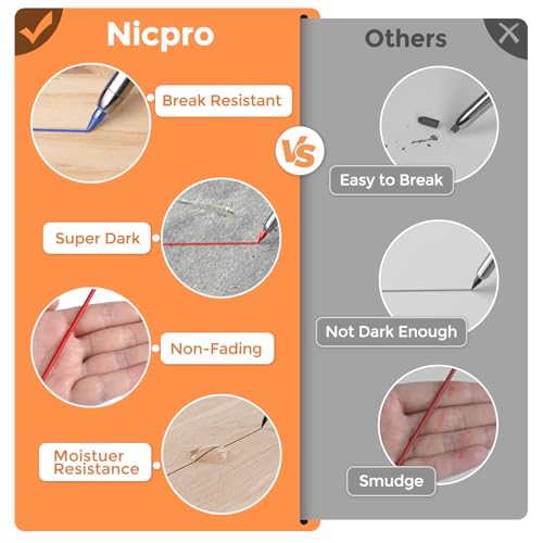 Nicpro Carpenter Pencil Lead Refills 2.8mm, 60 Pieces Colourful - color: Black and Color, size: 60 Piece