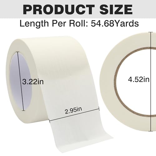 Masking Tape 3 inch Wide, General Purpose Beige White Painters Tape for Crafts Painting Labeling Edge Finishing, 3inch X 55 Yards - color: Beige White, size: 3 inch x 55 yards
