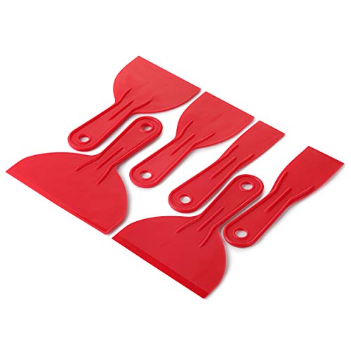 Bates- Plastic Putty Knife Set, 6 Pack Flexible Scrapers - color: Red, size: 1.5, 2, 3, 4, 5, 6 Inches, 6 Pack