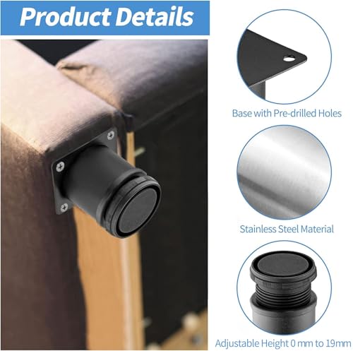 2.5 Inch Metal Furniture Legs Stainless Steel Adjustable Legs Black Metal Legs Round Cabinet Legs for Coffee Table Cabinet Desk Sofa Shelves, Pack of 8 - color: Black, size: 2.5"