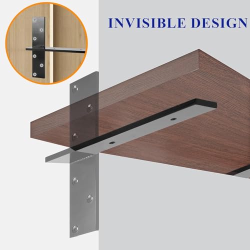 (2-Pack) Hanging T Shelf Bracket,Solid Heavy Duty Steel Knee Wall Hidden Granite Countertop Support Floating Bracket Hardware.Universal. 12" DIY Projects, Screws Included (T Shelf Bracket,12") - size: 12 Inch, style: 2 PACK