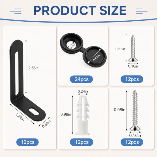 Wall Anchors for Furniture, Furniture Anchor Kit, 12 Pack, Black - color: Black