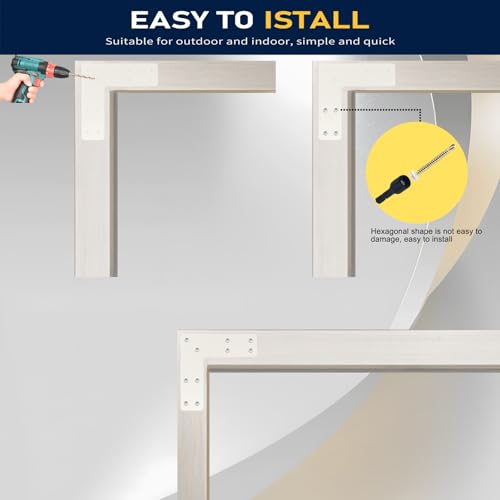 L Post Bracket 4PCS - 10x10'' L Flat Mending Plate for Wood 4x4,6x6 Lumber | Black Powder Coated Heavy Duty Pergola Brackets | L Beam Bracket, L Shape Post to Beam Connectors with Heavy Duty Screws