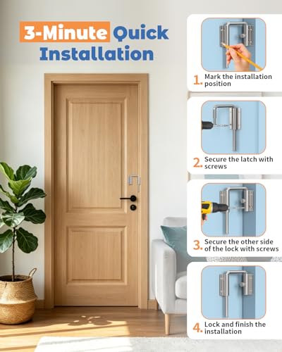 Sliding Door Loop Lock, Security U-Bolt Locks, Silver - color: Silver-1PC