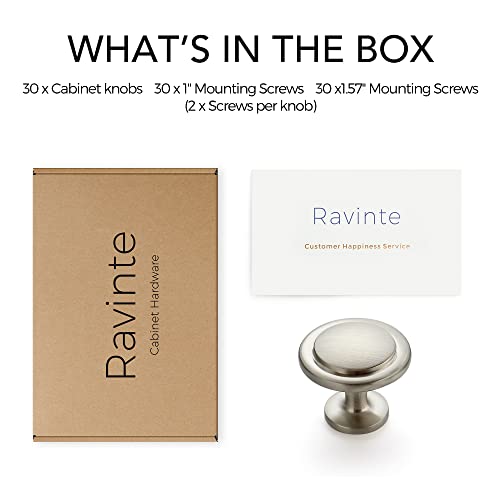 Ravinte Brushed Nickel Cabinet Knobs Zinc Drawer Knobs, 1-1/4 Inch, 30 Pack - color: Brushed Nickel