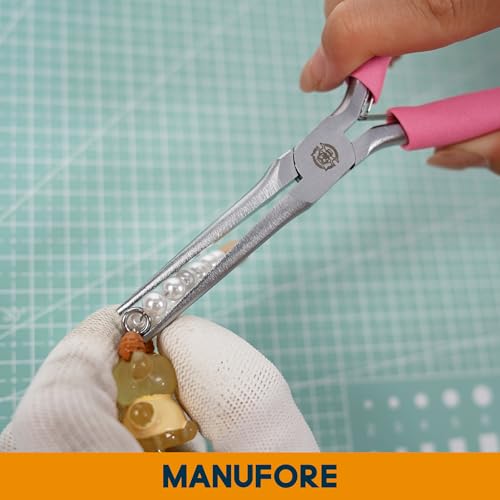 MANUFORE 2-Piece 6 Inch Pink Mini Needle Nose Pliers, Straight and 45° Bent - color: Pink