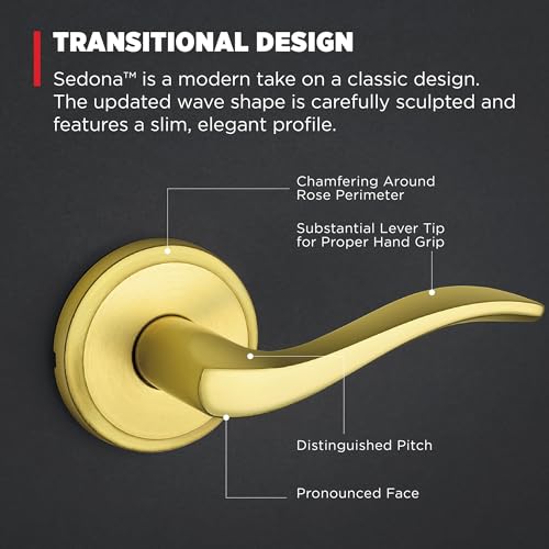 Kwikset 720SEL-4 Sedona Lever Passage Door Lock with 6AL Latch and RCS Strike Satin Brass Finish - color: Satin Brass, size: Passage