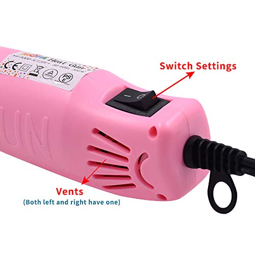 mofa Resin Heat gun,6.6ft Cable 300W Hot Air Gun for Crafting,Acrylic Paint Dryer Multi-Purpose Electric Heating Nozzle (Pink) - color: Pink