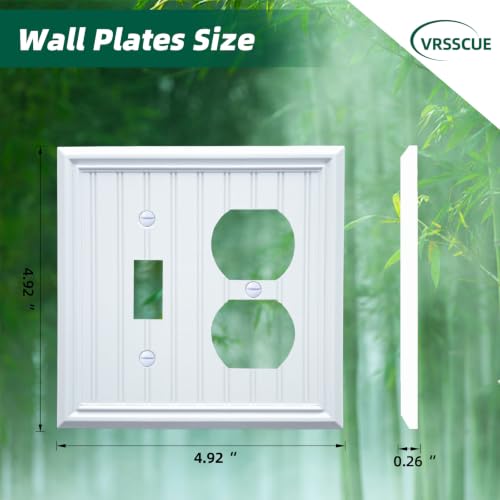 White Natural Material 2 Gang Switch/Outlet Cover plates (2-Pack) - size: Switch/Duplex