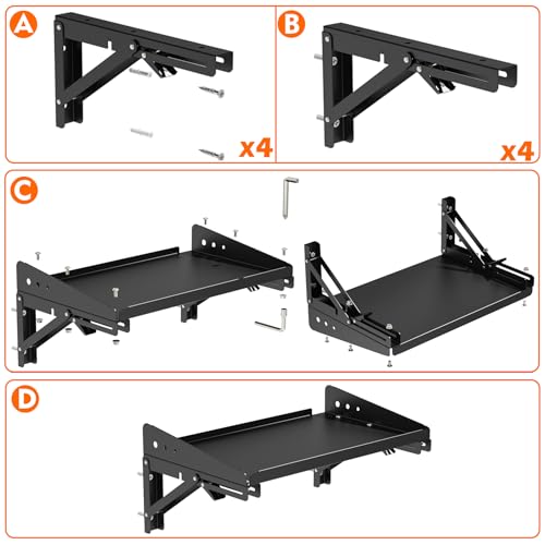 MUTUACTOR Heavy Duty Wall Mounted Shelf,2-Pack Wall Storage Shelves for Garage Storage,15.7” Foldable Metal Shelves Wall Mounted for Garage,Kitchen,Laundry Room,Workshop - style: 2 PCS Heavy Duty Garage Wall Shelves