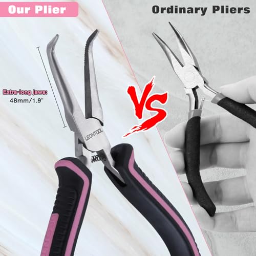 Mini Needle Nose Pliers Set - Small & Extra Long Nose Pliers for Jewelry Making, Wire Wrapping & Object Gripping with Soft Grip - style: Straight & Bent Needle Nose Plier