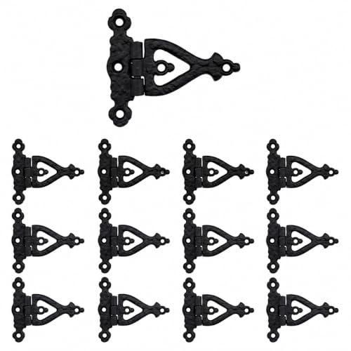 Renovators Supply Manufacturing Pack of 12 Cabinet Door Strap Hinge with Hardware 3 in. Rust Resistant Black Wrought Iron Flush Mount Hinge for Cabinets - size: Pack of 12