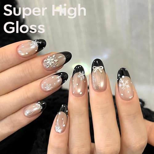 modelones French Tip Gel Nail Polish Set 2 Pcs 15ml Black and Milky Pink - color: A1-French Muse