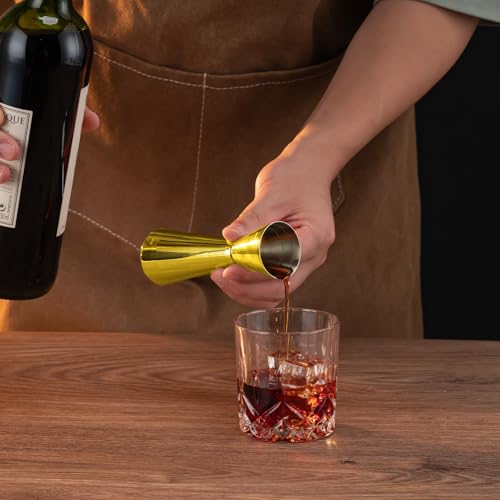 Briout Double Cocktail Jigger for Bartending, 2 OZ & 1 OZ, Flat Edge Gold - color: Gold, size: Flat Edge-1oz/2oz-1PC