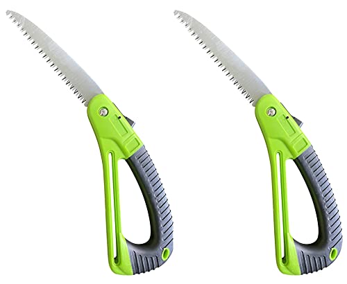 GARDEN GURU Folding Pruner Saw with Ergonomic Handle & Safety Lock – Non Slip – Rust Resistant Hardened Steel – Professional Grade Sawtooth Blade – for Pruning Trimming Camping Clearing (2 Pack) - size: 2 Pack