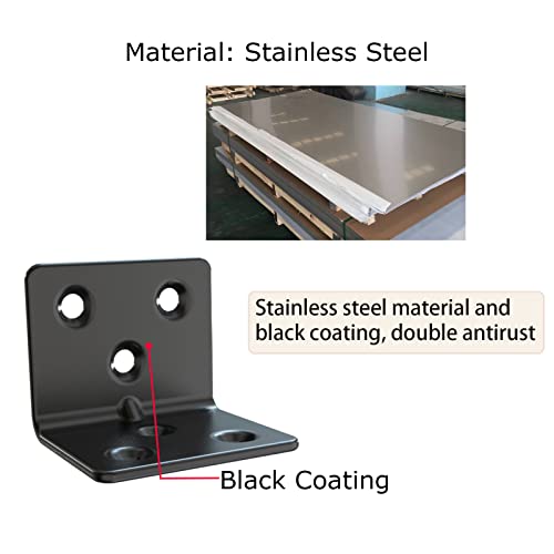 Black Stainless Steel Shelf Bracket,Joint Right Angle Bracket,L Shape Heavy Duty Metal Corner Brace Shelf Supporter for Wood Aufuga (20, 1.5x1.2x1.2) - size: 1.5x1.2x1.2