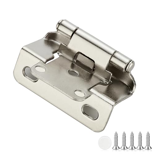 30 Pack 15 Pair Brushed Nickel Cabinet Hinges, 1/2" Semi Wrap Kitchen Hinge - color: Satin Nickel, size: 1/2" Semi Wrap