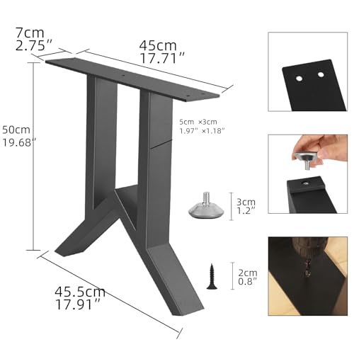 19 Inch Metal Table Legs, Heavy Duty Industrial Metal Coffee Table Desk Legs Set of 2 Mid Century Home DIY Projects Furniture Feets with Adjustment Feet Pads(Bear Up to 800lb) - size: 19 '' Unique Shape