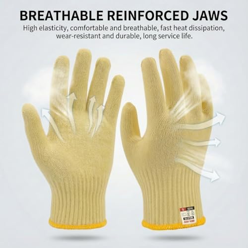 Heat Cut Resistant Glove, Aramid Oven Gloves with Fingers, Thick Knit Design, Machine Washable, Medium - size: 1pc-Medium, style: Aramid